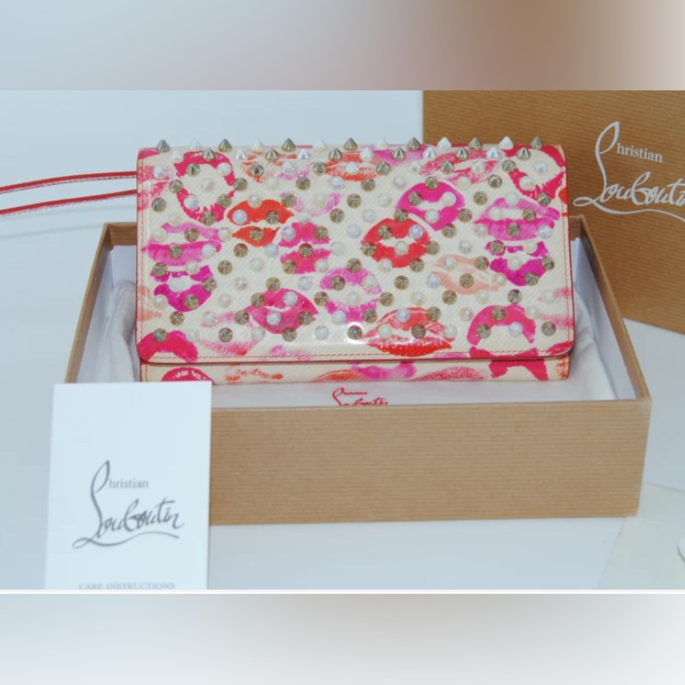 Made in Italy Christian Louboutin Pink and Gold Studded Clutch @Nordstrom